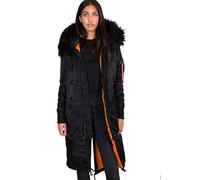 ALPHA INDUSTRIES Long Fishtail Chaqueta, Negro (Black-03), Large para Mujer