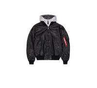 Alpha Industries MA-1 D-Tec Faux Leather Chaquetas de cuero Talla 2XL - Negro/gris
