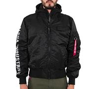ALPHA INDUSTRIES MA-1 D-Tec SE Chaqueta, Negro (Black/Reflective-258), L para Hombre
