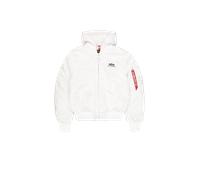 Alpha Industries MA-1 Zip Hood Backprint Chaquetas bomber Talla L - Blanco/Negro