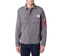 Alpha Industries Sobrecamisa militar urbana para hombre Vintage Grey