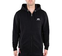 ALPHA INDUSTRIES Sudadera con Capucha para Hombre con Logotipo pequeño y Cremallera, Negro, L