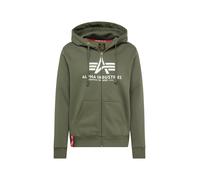 ALPHA INDUSTRIES Sudadera con cremallera verde oscuro / blanco, Talla S