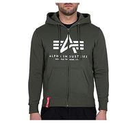 ALPHA INDUSTRIES Sudadera con cremallera verde oscuro / blanco, Talla XXL