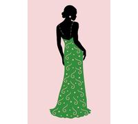 Alpha Kappa Alpha - inspired Woman's Notebook or Journal in Apple Green & Salmon Pink: Embellished gown with silhouette figure