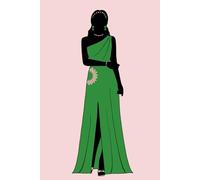 Alpha Kappa Alpha - inspired Woman's Notebook or Journal in Apple Green & Salmon Pink: Grecian gown silhouette figure