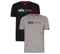Alpha Label T 2 Pack para Hombre, Talla S, Color Grey.Heat/Rep.Blue