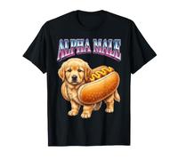 Alpha Male Puppy Golden Retriever Hotdog Funny Meme Hombres Niños Camiseta