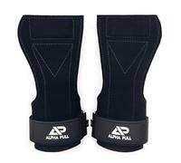 ALPHA PULL® Straps Gym con Gancho de Cuero - Correas Levantamiento de Pesas para Lifting, Fitness, Gimnasio (Negro)
