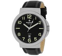 Alpha Saphir Alpha Saphir 123A - Reloj analógico de caballero de cuarzo con correa de piel negra - sumergible a 100 metros