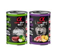 Alpha Spirit Pack 12 Latas Comida Húmeda Perro 400Gr Condroprotector (12x400Gr, 6X Pato con Manzana 6X Cordero con Pera)