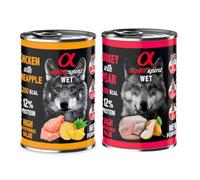 Alpha Spirit Pack 12 Latas Comida Húmeda Perro 400Gr Condroprotector (12x400Gr, 6X Pollo con Piña 6X Pavo con Pera)