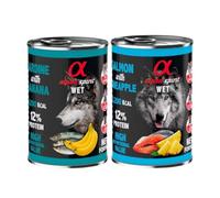 Alpha Spirit Pack 12 Latas Comida Húmeda Perro 400Gr Condroprotector (12x400Gr, 6X Sardina con Plátano 6X Salmón con Piña)