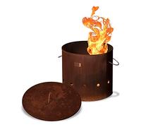 Alpha Stoke - Barril de Fuego Industrial Acero Corten y Acero Inoxidable - Tamaño L y XL jardín, terraza y balcón - Este Barril es más Duradero y Grande Que la mayoría de los pozos de Fuego