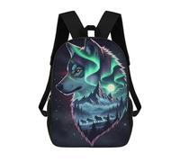 Alpha Wolf - Double Exposure Night Landscape Wall Art Mochila, Mochila Infantil, Mochila Escolar Para Estudiantes, Mochila Para Libros, Mochila Escolar Impresa En 3D Para Niños Y Niñas 17inch