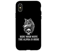 Alpha Wolf Hide Your Wife The Alpha is Here Werewolf Daddy Carcasa para iPhone X/XS