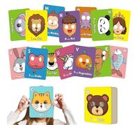 Alphabet ABC Flash Cards with Animal Masks, Colorful Alphabet Mask Cards, Learn Letters, Animals & Role Play (2PCS)