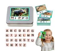 Alphabet Flash Cards, Toddler Spelling Game, Wooden Puzzle Set, 4.92x3.66x1.57 Inches, Fine Motor Skill Builder, Educational Match Activity, Preschool Classroom Homeschool