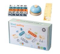 Alphabet Learning Blocks, Alphabet Puzzle Blocks, Learning Toy with Bell, Wooden Spelling Game, Game with Flash Cards and Bell, Sight Words Recognition Gameplay for Educational Fun to Preschoolers