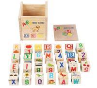 Alphabet Learning Blocks, Wooden Stacking Set, 27-Piece Educational Sensory Toy, 4.25x4.33x4.33 Inches Multifunctional Preschool Play, Perfect for Children, English Training and Ages 3-6