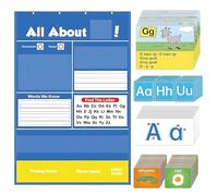 Alphabet Learning Pocket Chart, All About Alphabet Charts, 11.42x8.66 inches, Interactive Letter Recognition Tool, Practice Aid, Ideal for Preschool, Homeschool, Classroom Use