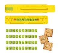 Alphabet Letters Numbers Symbols Cookie Cutters Set, Cake Embosser Stamp Mold for Baking Biscuit Cake Decorating, Clay Craft DIY tools (yellow)