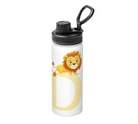 Alphabet Little Lion - Botella de agua aislada a granel, de acero inoxidable, con tapa, para adultos, ideal para uso diario y actividades al aire libre