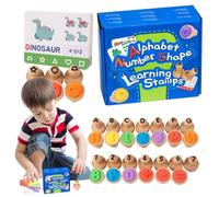 Alphabet Number Stamp, Educational Flashcard Stamping Kit, Portable Learning, multicolor, Toy for Kids, Boys, Girls to Practice Matemáticas, Spelling and Creativity