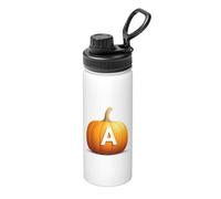 Alphabet On Pumpkin - Botella de agua aislada a granel de 18 onzas, acero inoxidable con tapa para adultos. Ideal para uso diario y actividades al aire libre