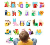 Alphabet Puzzle, Wooden Animal Educational Jigsaw Board, Colorful Letter Recognition Toy Fine Motor Builder for Kids 3+ Years, Preschool Classroom, Kindergarten Homeschool, Learning Fun