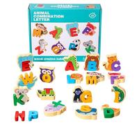 Alphabet Puzzles for Kids - Letter Puzzle, Wood Animal Brain Teasers Toy - Fine Motor Skills Learning Alphabet uzzle for Kids 3+ Years Kindergarten Preschool Classroom Home School Road Trip Travel