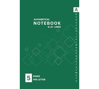 Alphabetical Notebook 6x9: Square Digital Pattern in Emerald Green, 5 Pages per Letter with Printed A-Z Tabs