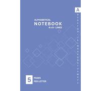 Alphabetical Notebook 6x9: Square Digital Pattern in Periwinkle Blue, 5 Pages per Letter with Printed A-Z Tabs