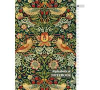 ALPHABETICAL NOTEBOOK William Morris Strawberry Thief LARGE SIZE: A-Z Tabs Printed, 8.5 x 11 inches, 6 Pages per Letter, Lined Journal Organizer, Large Print