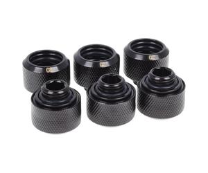 Alphacool Eiszapfen Pack 6 Racores de Compresión para Tubo Rígido 16/10mm Negros