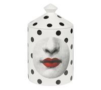 AlphaDesignLuxe Portavelas Decorativo Hecho a Mano para aromaterapia, Tarro de Vela de diseñador Italiano, decoración de Moda, jarrón de Mesa de Arte Moderno, Cara Femenina, Ojos, Labios, Centro de