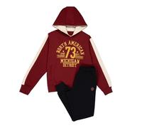 ALPHADVENTURE - Chándal Niño Completo, Conjunto Deportivo, Set 2 Piezas Sudadera y Pantalón Deportivo, Chándal para Colegio - Tallas desde los 6 hasta los 14 años. (12 Años, Rojo oscuro y Negro)