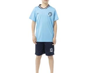ALPHADVENTURE - Conjunto Deportivo de Fútbol para Niño, Chándal de 2 Piezas, Camiseta de Manga Corta con Cuello Especial y Pantalón Corto con Bolsillos - Tallas de 6 hasta 14 Años