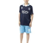 ALPHADVENTURE - Conjunto Deportivo de Fútbol para Niño, Chándal de 2 Piezas, Camiseta Manga Corta con Cuello Especial y Pantalón Corto con Bolsillos, Tallas de 6 hasta 14 Años