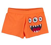 ALPHADVENTURE Go&Win Bañador Tipo Boxer Naranja Liso con Estampado En Pierna Izquierda Monster Jr para Niño Talla 8 Cm 125-130