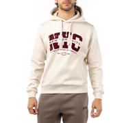 ALPHADVENTURE - Sudadera para Hombre con Print Frontal de New York City y Bolsillo Tipo Canguro y Capucha - Talla XL - Upland - Color Beige