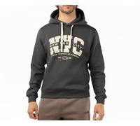 ALPHADVENTURE - Sudadera para Hombre con Print Frontal de New York City y Bolsillo Tipo Canguro y Capucha - Talla M - Upland - Color Faded Black