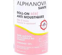 ALPHANOVA Roll on Anti mosquitos bebé - Sin alcohol - Alta tolerancia - Fórmula natural al eucalipto - 30 ml - Eficacia 6 h