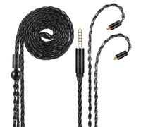 Alphatec Cable de 4,4 mm a MMCX IEM, cable de auriculares OCC de 8 núcleos chapado en plata, cable para auriculares Hi-Fi ultrasuave, cable de monitor intrauditivo (1,3 m), color negro