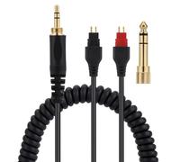 Alphatec Cable de audio de repuesto, compatible con auriculares Sennheiser HD serie 600, conector estéreo de 6,35 mm y 3,5 mm a 2,5 mm, cable en espiral máximo de 16 pies, color negro