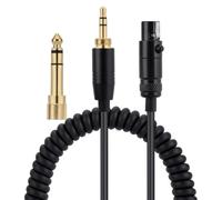 Alphatec Cable de audio Mini XLR de 6,35 mm (3,5 mm) de repuesto, compatible con auriculares AKG Q701 K712 K240S y Pioneer HDJ-2000 H118 H128, cable en espiral, 1,5 metros, color negro
