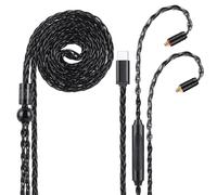 Alphatec Cable USB-C a Dual MMCX IEM Balance para auriculares, 8 núcleos OCC chapado en plata, actualización de audio digital ultra flexible para auriculares intraurales, control en línea (4 pies