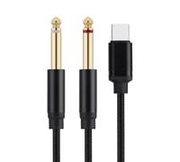 Alphatec Cable USB C a enchufe dual de 6,35 mm, compatible con consolas de juegos, tabletas, portátiles, reproductores de música, smartphones, computadoras de escritorio, 3.3 pies, color negro