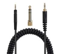 Alphatec HD518 HD558 HD598 HD599 HD579 Cable de audio de repuesto compatible con auriculares Sennheiser de 3,5 mm (6,35 mm) a jack estéreo de 2,5 mm, cable en espiral de 1,4 metros, color negro