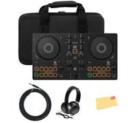 AlphaTheta DDJ-FLX2 - Paquete de driver de DJ compacto de 2 canales con funda, cable de instrumento, auriculares y paño de pulido Austin Bazaar